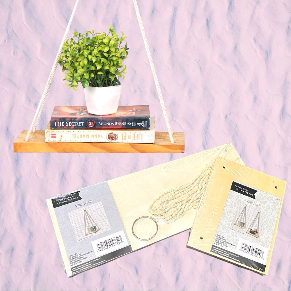 3 piece floating/hanging shelf set.  1 large, 2 small.  Unfinished wood.